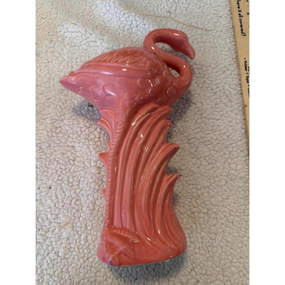 Vintage Pink Flamingo Ceramic Vase Tropical Retro Mid Century Modern Decor 8.5"
